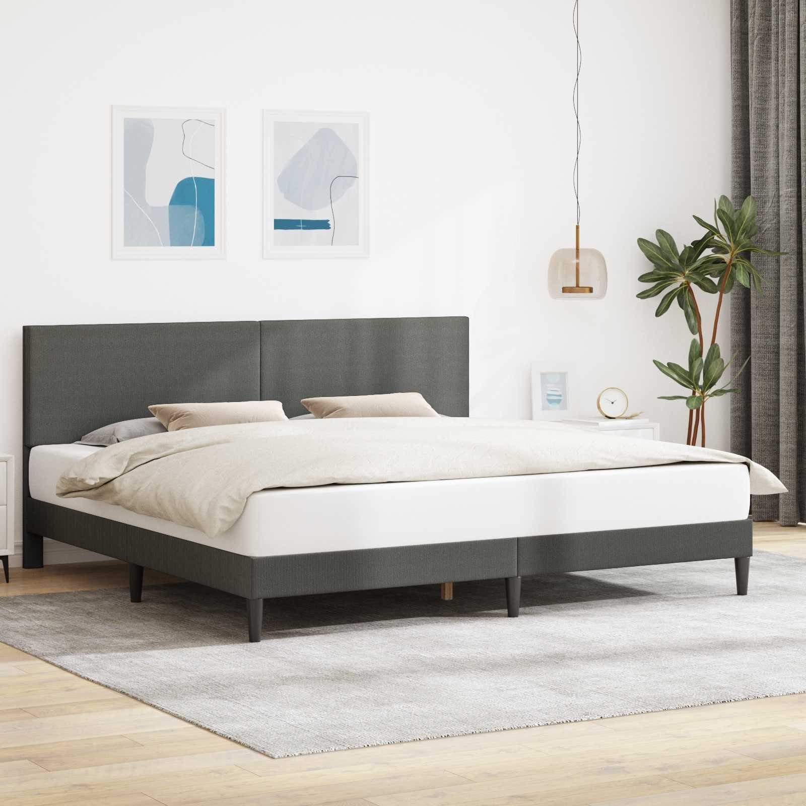 vidaXL vidaXL Ramka łóżka ciemnoszary 200 x 200 cm Tkanina sztruksowa