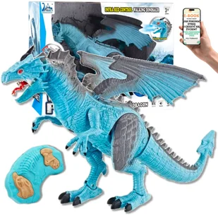 ZDALNIE STEROWANY DINOZAUR SMOK Z PARĄ I DŹWIĘKIEM PILOT, LED, RYK, RUCHOME SKRZYDŁA PREZENT DLA CHŁOPCA WNUCZKA + EBOOK-1 - Zabawki interaktywne dla dzieci - miniaturka - grafika 1