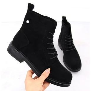 Botki damskie zamszowe czarne Sergio Leone BT590 - Botki damskie - miniaturka - grafika 1