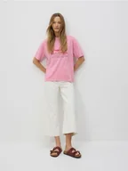 Koszulki i topy damskie - Reserved - T-shirt z nadrukiem - różowy - miniaturka - grafika 1