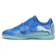 Buty dla dziewczynek - PUMA Dziecięce buty piłkarskie Future 7 Play It V Jr unisex, Hyperlink Blue Mint PUMA White, 28 EU - miniaturka - grafika 1