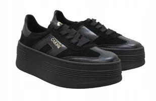 Czarne półbuty sneakersy Carinii B9992 damskie platforma skóra r.38 - Półbuty damskie - miniaturka - grafika 1