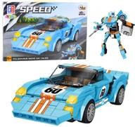 Roboty dla dzieci - Klocki Konstrukcyjne Auto Robot 2w1 Pomarańczowo-Niebieski Napęd 336 el. LEAN Toys - miniaturka - grafika 1