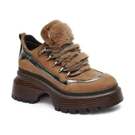 Botki damskie - Michael Kors Skórzane botki na platformie Shiloh - miniaturka - grafika 1