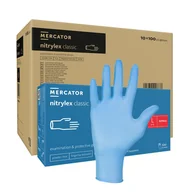 Rękawiczki jednorazowe - Rękawiczki nitrylowe L niebieskie Mercator Nitrylex Classic 100sztuk karton 10op - miniaturka - grafika 1
