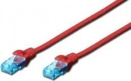 Digitus CAT 5e U-UTP patch cable PVC AWG 26/7 length 15m color red DK-1512-150/R - Kable miedziane - miniaturka - grafika 1