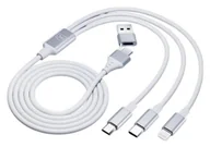 Kable USB - 3mk Hyper Cable 3w1 USB-A/C do USB-C/microUSB/Lightning 1.5m biały - miniaturka - grafika 1