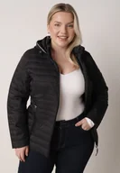 Kurtki damskie - Czarna Pikowana Kurtka Przejściowa z Odpinanym Kapturem Tidesse - miniaturka - grafika 1
