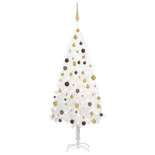 vidaXL Sztuczna choinka z lampkami LED i bombkami, biała, 180 cm - Choinki - miniaturka - grafika 1