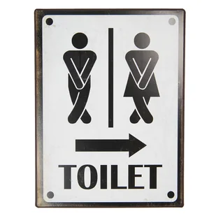 Clayre & Eef Metalowa Tablica Toilet 6Y3953 - Akcesoria łazienkowe - miniaturka - grafika 1