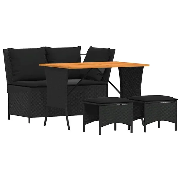 Zestaw mebli ogrodowych czarny rattan PE, wymiary sofy: 116,5 x 68,5 x 87,5