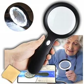 Mikroskopy i lupy - LUPA PODŚWIETLANA DO CZYTANIA SZKŁO POWIĘKSZAJĄCE 10x Z LAMPKAMI 12 LED PRO - miniaturka - grafika 1