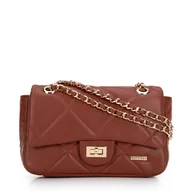 Torebki damskie - Crossbody z ekoskóry w geometryczne przeszycia czerwona - miniaturka - grafika 1