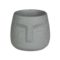 Donice - Osłonka doniczki cementowa Lone Twarz 11cm boho aztec szara - miniaturka - grafika 1