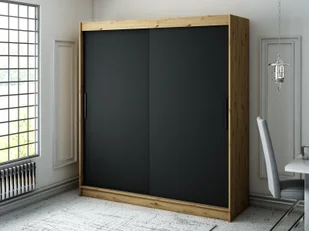 MINIO szafa 200 cm LETO T czarny mat / dąb Artisan - Szafy - miniaturka - grafika 1