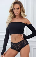 Majtki damskie - Pure Elegance Nr 18 czarne bawełniane figi z koronką, Kolor czarny, Rozmiar S - Primodo.com - miniaturka - grafika 1