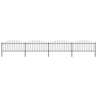 vidaxl Panele ogrodzeniowe z grotami, stal, (0,5-0,75) x 6,8 m, czarne - Ogrodzenia - miniaturka - grafika 1
