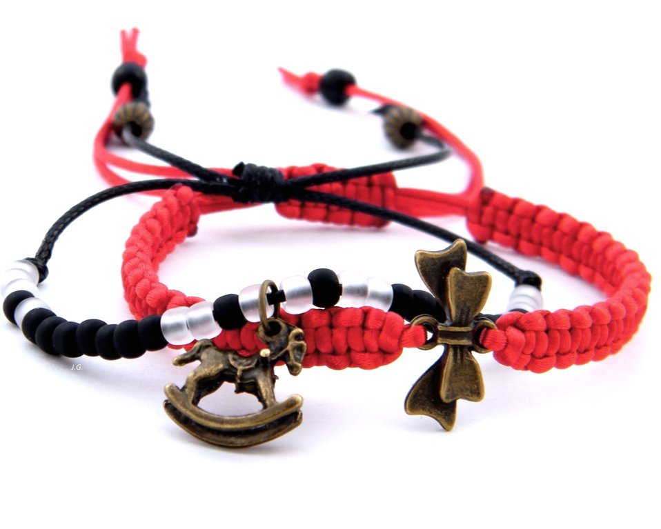 Bransoletka 2 szt. kokardka konik na biegunach komplet / JG. Projekt