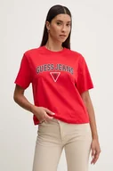 Koszulki sportowe damskie - Guess Jeans t-shirt bawełniany damski kolor czerwony W4YI06 K8HM0 - miniaturka - grafika 1