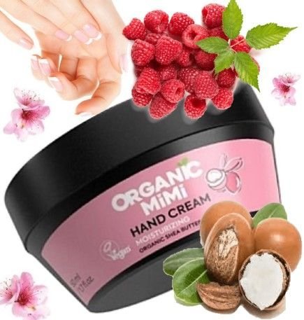 ORGANIC MIMI Krem do Rąk Malina Masło Shea MIGDAŁ 50ml