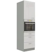 Szafki kuchenne - Szafka Dolna Wysoka Słupek Pod Zabudowę Piekarnika 60 DPS-210 3S 1F Bianca Stolarz Lempert Biały, Szary - miniaturka - grafika 1