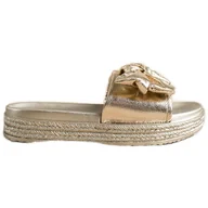 Klapki i japonki damskie - Modne Złote Klapki VINCEZA złoty - Vinceza - miniaturka - grafika 1