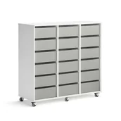 Meble do szkół i przedszkoli - Regał szkolny CASPER, 18 szuflad, biały, szary - miniaturka - grafika 1