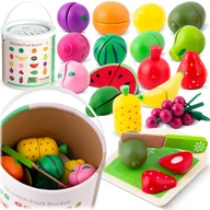 Zabawy w naśladowanie dorosłych - Drewniane owoce do krojenia na rzep zestaw Ricokids - miniaturka - grafika 1