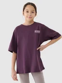 Koszulki dla dziewczynek - 4F T-shirt oversize z nadrukiem dziewczęcy - fioletowy 134 (8-9 lat) - miniaturka - grafika 1