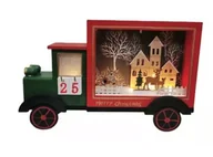 Ozdoby bożonarodzeniowe - Drewniany Kalendarz Adwentowy LED Ciężarówka - miniaturka - grafika 1