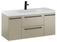 Szafki łazienkowe - Szafka Wisząca Z Umywalką RON 100 cm D - Cappuccino Mat - Uchwyty Czarne Matowe - miniaturka - grafika 1