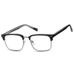Okulary półramkowe zerówki prostokątne oprawki korekcyjne 878A czarny/srebrny - Okulary korekcyjne, oprawki, szkła - miniaturka - grafika 1