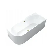 Wanny - CORCIANO Wanna wolnostojąca CRETE PRAWA PLUS 170 x 75 cm biała system przelewowy pionowe paski ryflowana prążkowana AKCESORIA ZŁOTE - miniaturka - grafika 1