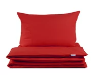 Pościel - Pościel bawełniana 220x200 Semplice czerwona z torbą - miniaturka - grafika 1