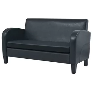 vidaXL Sofa 2-osobowa, sztuczna skóra, czarna - Sofy i kanapy - miniaturka - grafika 1