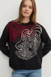 Desigual sweter z domieszką wełny TOULOUSE damski kolor czarny  24WWJF54 - Swetry damskie - miniaturka - grafika 1