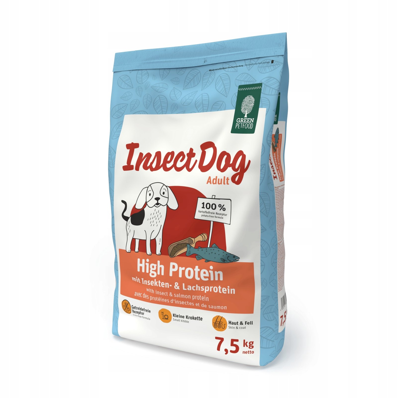 Green Petfood InsectDog High Protein, owady i łosoś - 7,5 kg