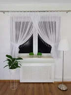 Firany - FIRANA SIATECZKOWA DO KUCHNI FIRANKI Z KORALIKAMI NA TAŚMIE 400X150 BIAŁA - miniaturka - grafika 1