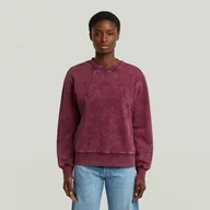 Bluzy damskie - felpa donna g-star d27173-d969 washed a line script h732 maroon smokey - miniaturka - grafika 1