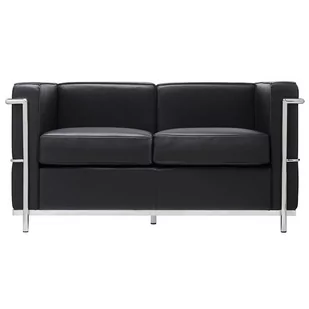 King Home Sofa dwuosobowa SOFT LC2 czarna - włoska skóra naturalna T011A-2S.SOFT - Sofy i kanapy - miniaturka - grafika 1