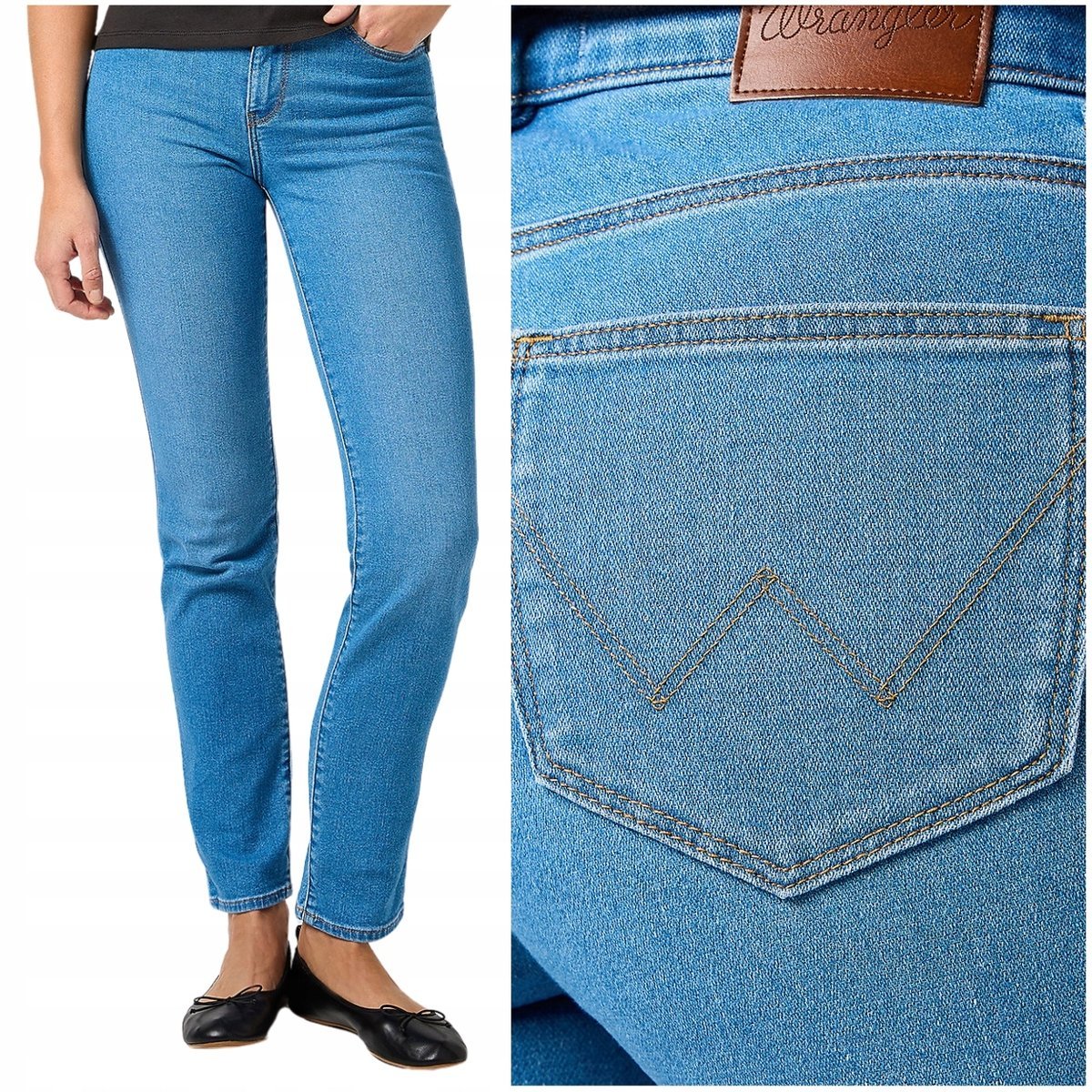 Wrangler Slim Eternal dopasowane wysokie damskie spodnie jeansowe W28 L32