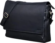 Torby męskie - TALED Skórzana torba na ramię na dokumenty laptopa 15" czarna - miniaturka - grafika 1