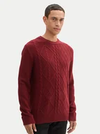 Swetry męskie - Tom Tailor Sweter 1043343 Czerwony Regular Fit - miniaturka - grafika 1
