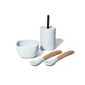 Miseczki i talerzyki dla dzieci - Avanchy La Petite Silikonowy Zestaw Obiadowy Dla Dziecka Gray - miniaturka - grafika 1