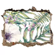 Naklejki na ścianę - Naklejka 3D dziura na ścianę Paprocie i kwiaty, Tulup - miniaturka - grafika 1