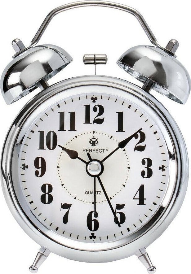 Perfect Budzik Perfect PT254 srebrny głośny alarm cichy mechanizm