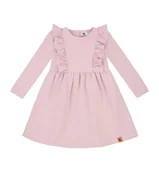 Sukienki - Sukienka z falbanką brudny róż - 134 - miniaturka - grafika 1