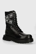 Botki damskie - Love Moschino workery damskie kolor czarny na platformie JA24094G1LIA700A - miniaturka - grafika 1