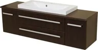 Szafki łazienkowe - Szafka łazienkowa wenge mat 140cm FOKUS z blatem i umywalką - miniaturka - grafika 1
