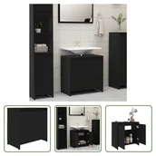 Szafki łazienkowe - The Living Store Szafka łazienkowa czarna 60x33x61 cm Materiał drewnopochodny - miniaturka - grafika 1